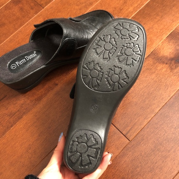 90s Leather velcro platform slip on sandal shoes by Pierre Dumas 🖤 - Picture 4 of 5